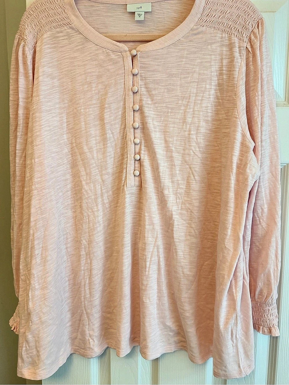 J.Jill Pink Smocked Cuff Tunic Size 2X